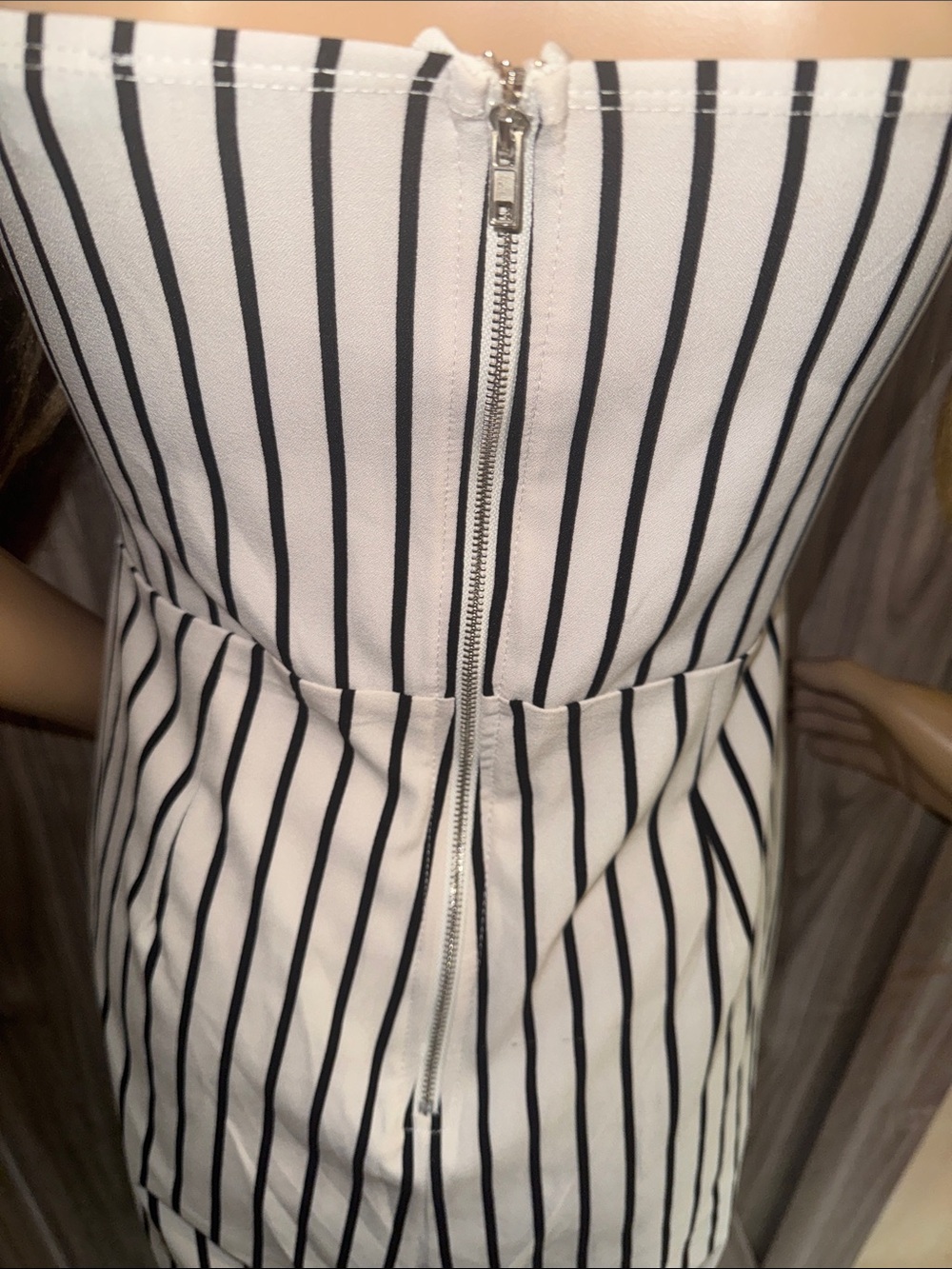 Striped Strapless Jumpsuit with Front Keyhole - Picture 4 of 4